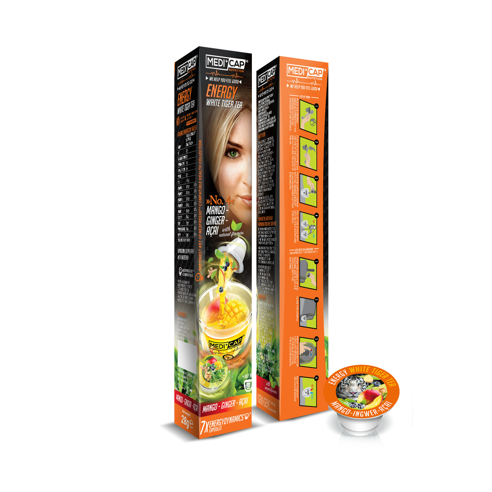 Exklusiv bei Manor: Medicap Energy Kapseln, White Tiger Tea, Mango-Ingwer-Acai, 7 Stück CHF 9.90
